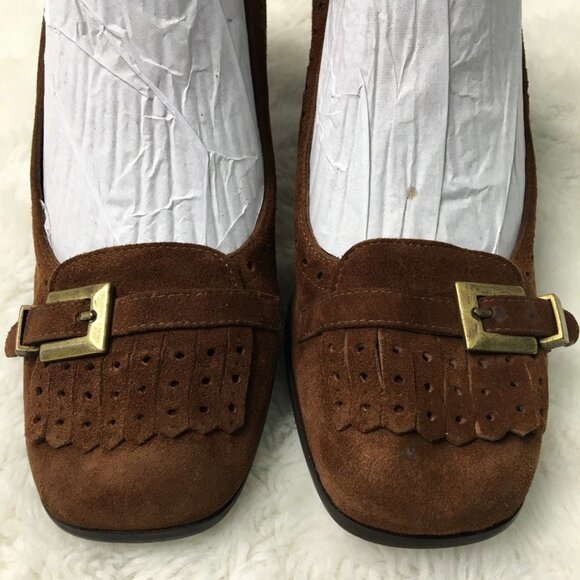 Stuart Weitzman Brown Suede Heels Size 4 1/2 - Picture 2 of 13